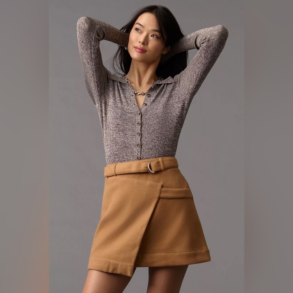 NWT! Anthropologie Maeve Belted Wrap Mini Skirt - Size 16 🐚